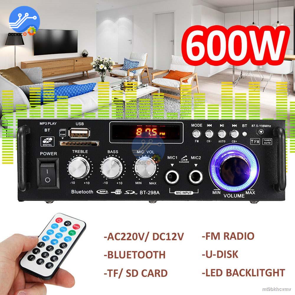 600W Bluetooth Amplifier 300W+300W 2CH HIFI Audio Stereo Power AMP USB FM  Radio Car Home Theater with Remote Control | Shopee Thailand