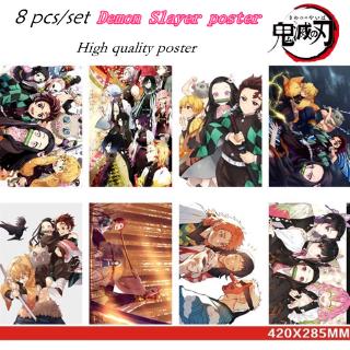 โปสเตอร์ตกแต่งผนัง  Demon Slayer Kimetsu No Yaiba 8 ชิ้น Poster