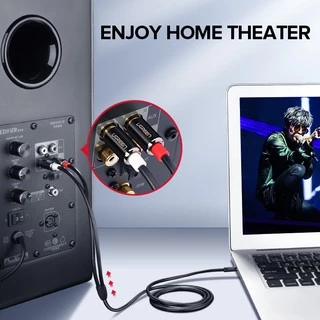 Ugreen สายสัญญาณเสียงสเตอริโอ เป็น 2rca วัสดุ PVC ยาว 3.5 มม.