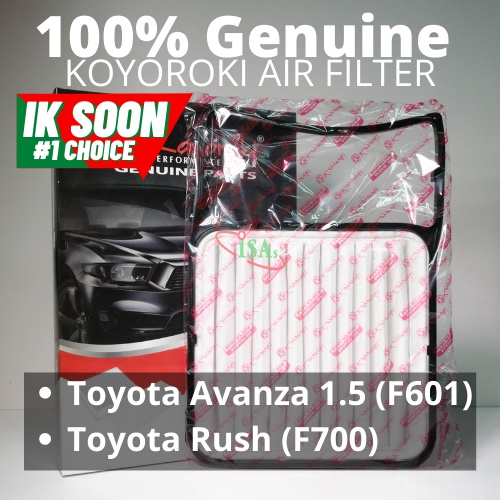 Koyoroki กรองอากาศสําหรับ Toyota Avanza 1.5 (F601/F600/F650) Rush 1.5 (F700) 17801-BZ050 RTY-BZ050-F