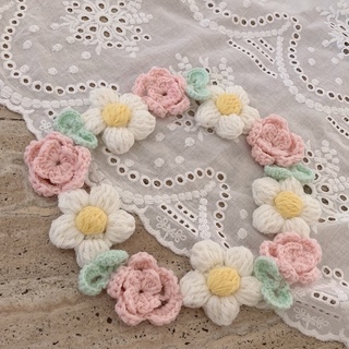 Knit Flower Crown มงกุฎดอกไม้ มงกุฎไหมพรม ดอกไม้ ไหมพรม ดอกไม้ถัก เครื่องประดับ KF005