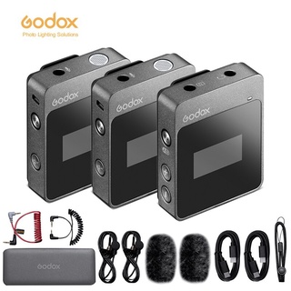 Godox MoveLink M1 M2 ไมโครโฟนไร้สายแบบหนีบเสื้อ 2.4GHz สำหรับกล้อง DSLR กล้องวิดีโอสมาร์ทโฟนและแท็บเล็ตสำหรับ YouTube