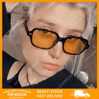 (HENGHA) แว่นตากันแดด เลนส์สีเหลือง ทรงวงรี สีแคนดี้ แฟชั่นตะวันตก สําหรับผู้หญิง และผู้ชาย