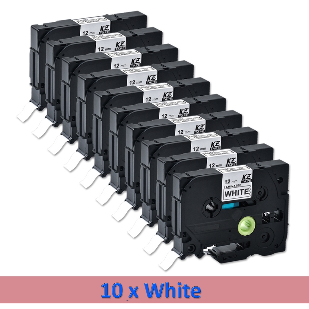 10 เทปใช้งานร่วมกับ Tze-231 Tze231 tz-231 12 มม.สีดําบนสีขาวสําหรับ Brother P-touch Pt-h105 Pt-h110 