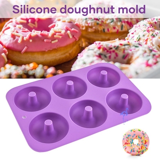 ราคาถูก Donut Pan Silicone Donut Mold Non-Stick Mould for 6 Full-Size Donuts Kitchen Supplies Baking Tools tiktok