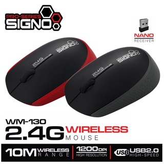 SIGNO เม้าส์ไร้สาย รุ่น WM-130 (Black/Red) Wireless Optical Mouse