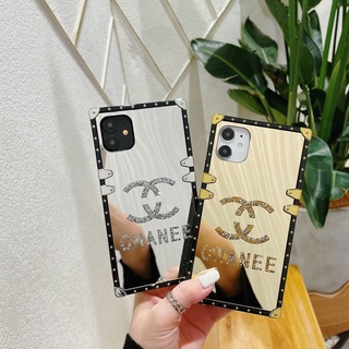 เคสโทรศัพท์ For Samsung Galaxy S10E S8 S9 S10 S20 S21 Plus Note8 Note9 Note10 Note20 Ultra A7 2018 A750 Luxury Classic Brand Gold Diamond Mirror Glitter Square TPU Phone Case