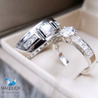 Madduckjewels แหวนเงินแท้ เพชร CZ ชุบโรเดียม RG1905-RG1607