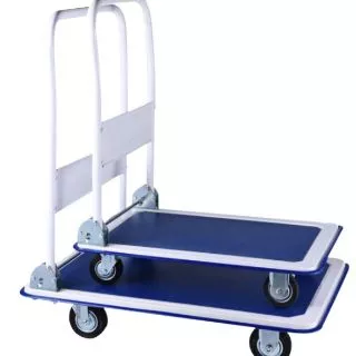 *มี2ขนาด*รถเข็น4ล้อ(สีฟ้า)พับเก็บได้ รับน้ำหนักได้150-300กก. รถเข็นของพื้นเหล็ก รถเข็นพับได้