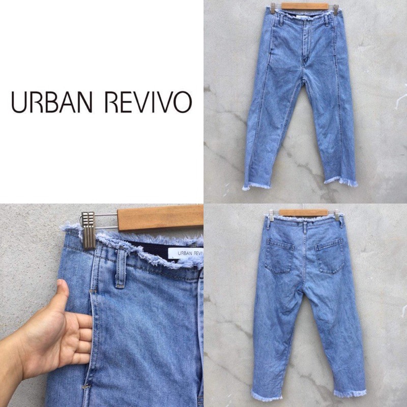 กางเกงยันส์ขายาว เอวสูง Urban revivo