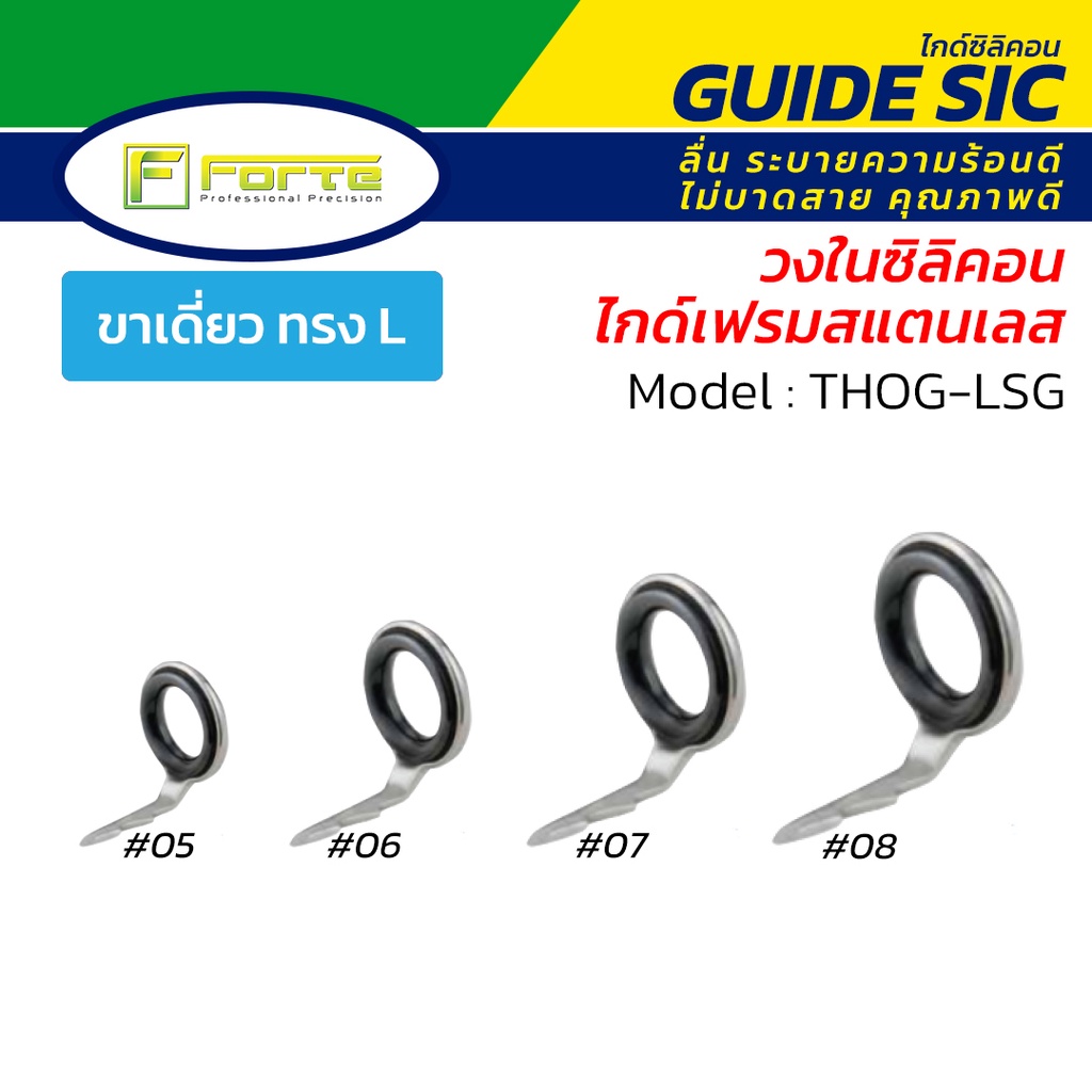 ไกด์คันเบ็ด Forte รุ่น LSG วงในซิลิคอน(SiC) เฟรมสแตนเลส ระบายความร้อนดี ลื่น ไม่บาดสาย ส่งเหยื่อไกลขึ้น THOG-LSG
