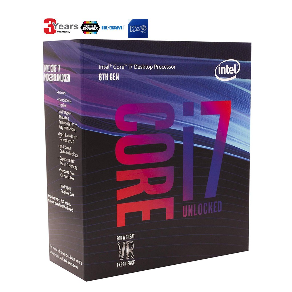 CPU (ซีพียู) INTEL 1151 CORE I7-8700K 3.7 GHz - สินค้ารับประกัน 3 ปี