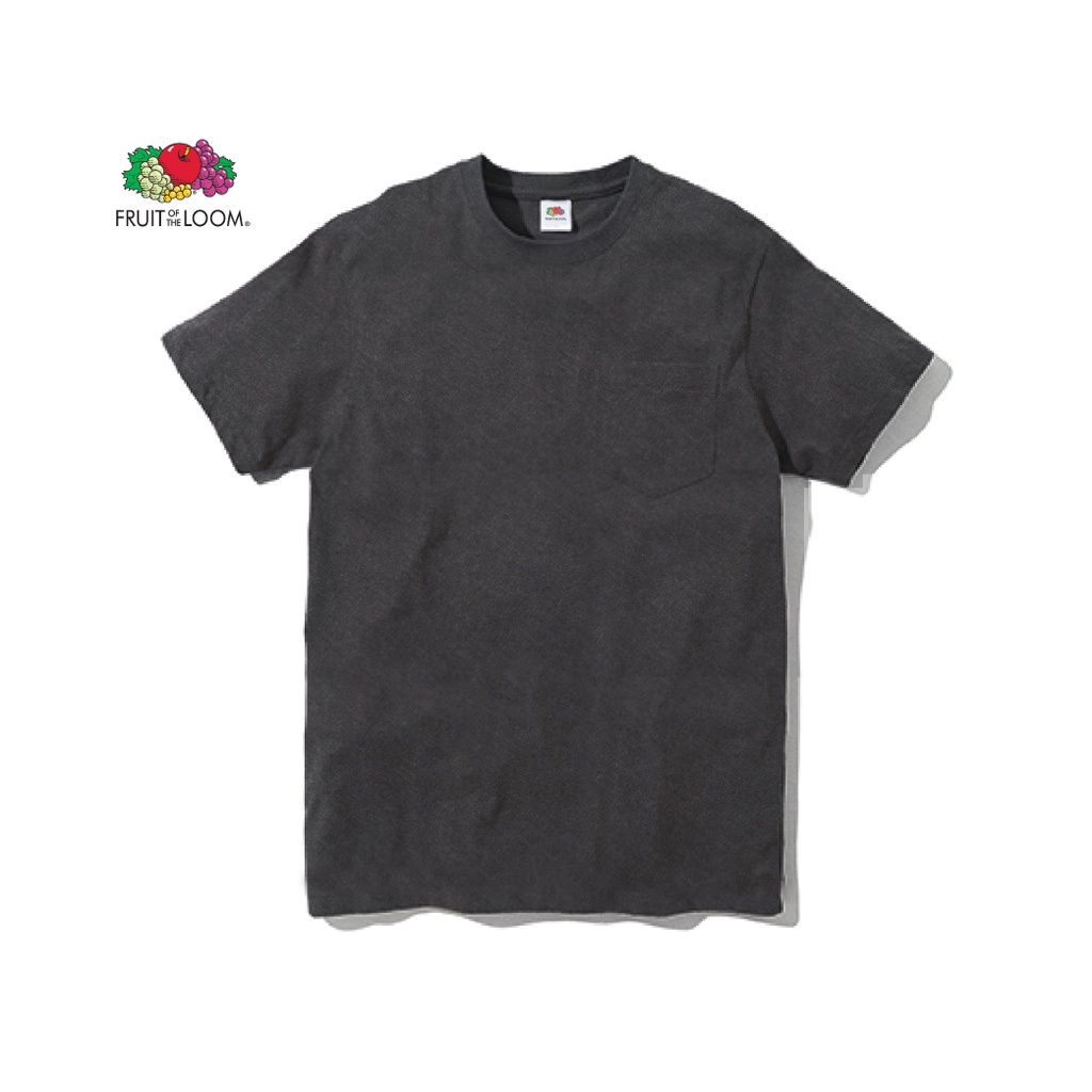 Fruit of The Loom® Classic Premium Charcoal Heather เสื้อยืดแขนสั้นมีกระเป๋า - เทาเข้ม