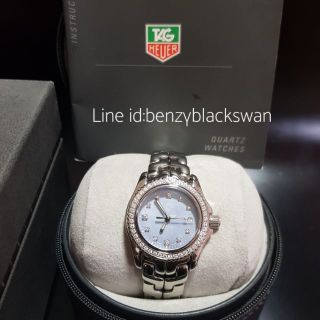 Used Tag Heuer Link Lady Size หน้าปัดมุกฟ้า หลักเพชรล้อมเพชรของแท้