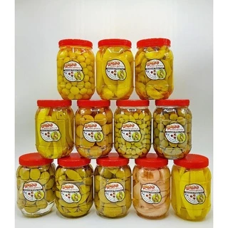 ผลไม้ดอง บรรจุขวดโหล 500 กรัม แถมพริกเกลือรสแซบ 3แบบ