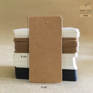 ป้ายแท็กเปล่าสี่เหลี่ยมขอบมน (8x4 cm) 1 แพ็ค (100 ใบ) ใช้สำหรับห้อยสินค้า ของขวัญหรือของชำร่วย