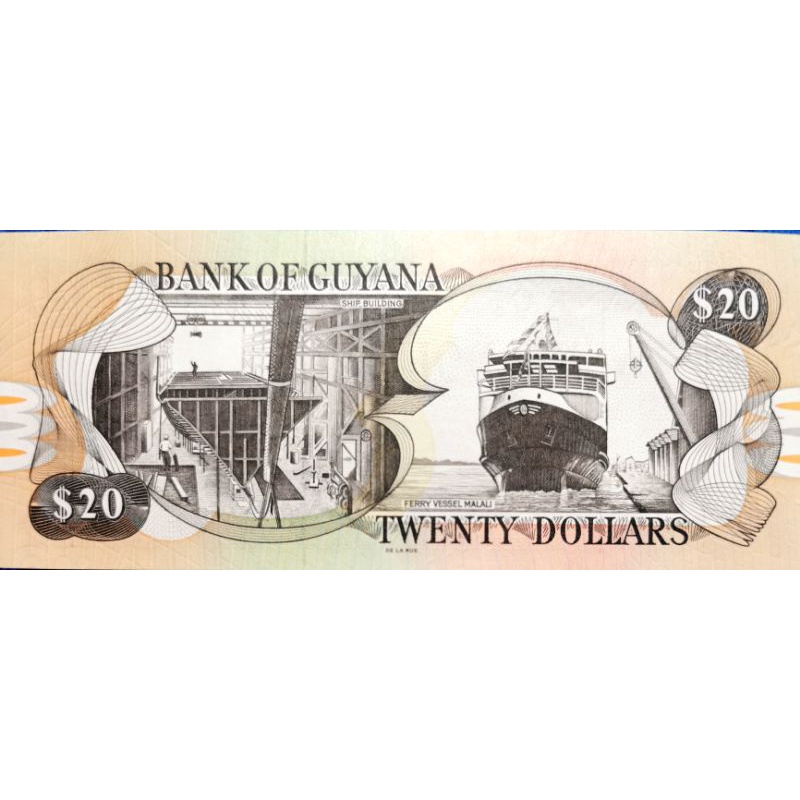 แบงก์​สะสม​ กัวยานา Guyana, 20 Dollars, ไม่​ผ่าน​ใช้​ UNC, B196