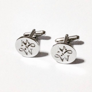 meinaroka สั่งทำคัฟลิงค์ชื่อ (Name Cufflink)เงินแท้ แบบวงกลม