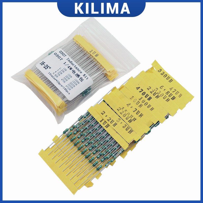 ชุดตัวเหนี่ยวนํา 0307 1/4W 1uH เป็น 470uH 14values X10 ชิ้น =140 ชิ้น