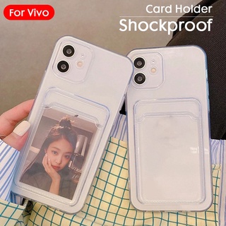 กันกระแทกเคสใส่บัตร เคสซิลิโคนใส เคสใสทรงสี่เหลี่ยม VIVO X60 V20 SE V21 V21E V23 S1 Pro Y11 Y12i Y12 Y15 Y17 U10 Y3S Y91 Y95 Y93 Y21 Y33 Y21A Y21S Y21T Y01 Y16 Y02S Y22 Y22S Y35 Y55 Y75 Y91C Y1S Y31 Y51 Y53S Y73 Y72 Y52 Y20 Y20i Y20S Y12A Y30 Y50