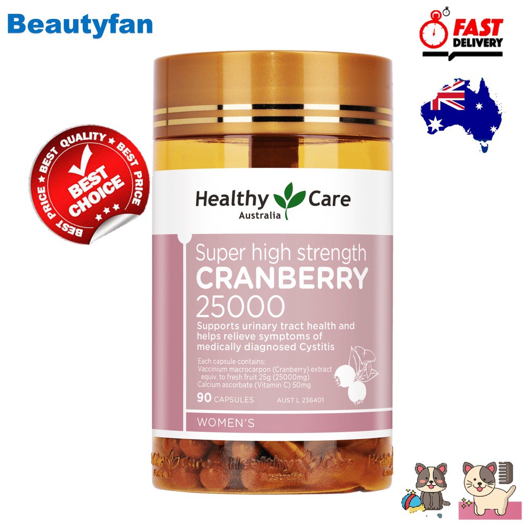 Healthy Food ☬กระเพาะปัสสาวะอักเสบ  Healthy Care Super Cranberry 25000 90 Capsules❋