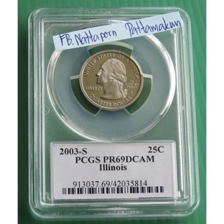 ตลับเกรด  PCGS PR69DCAM -2003​ S-Quarter State จอร์จ วอชิงตัน /รัฐ​อิลลินอยส์ (นิกเกิล)