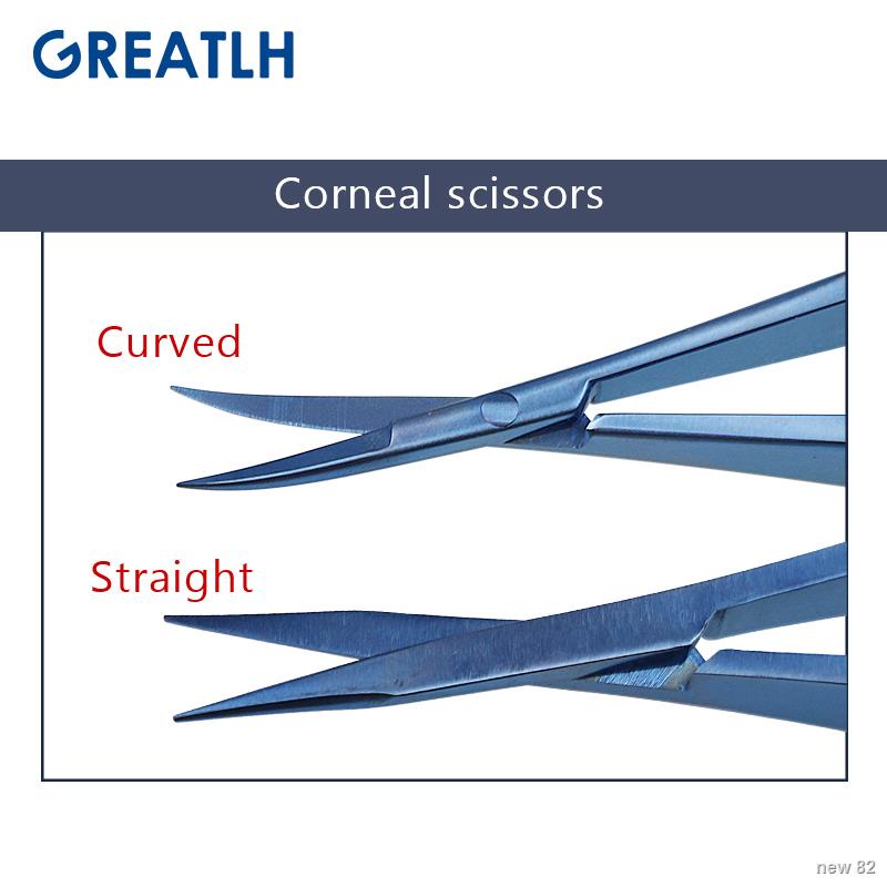 ทางการแพทย์ 2 Type Choices Corneal Scissors Straight Curved Ophthalmic ...