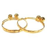 TANITTgems กำไลข้อเท้าเด็กกระพรวนคู่ทองลายมังกร รุ่น TNBG193 - Gold