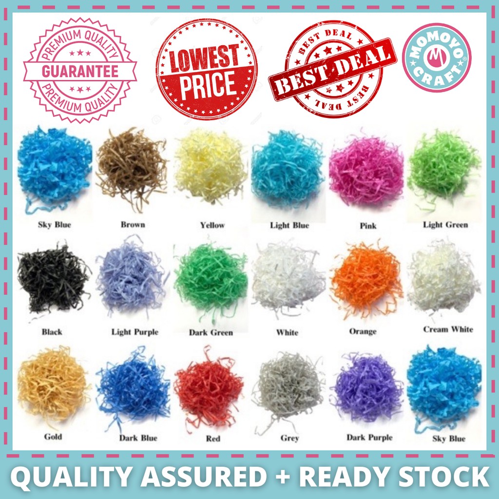 Momoyocraft กระดาษฝอย Cebisan Kertas Tik Tok Viral กระดาษ Shred 50 สี Hiasan Hantaran Shred ฝอย 10 ก