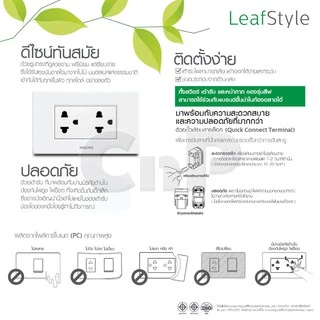 PHILIPS หน้ากาก ฝา 1-3 ช่อง และ หน้ากากปิดเรียบ ฟิลิปส์ รุ่น LeafStyle มี 2 สี