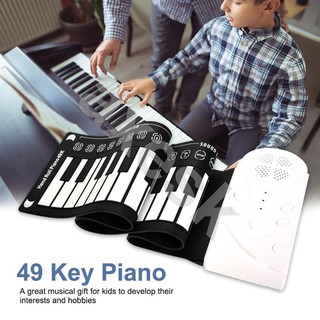 🔥พร้อมส่ง🔥 เปียโนแบบยางพกพา 49 คีย์ ม้วนเก็บได้ Portable 49 Keys Flexible Roll Up Piano Electronic Soft Keyboard Piano