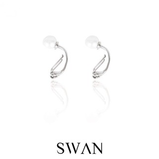 SWAN - Mia Pearl Ear Clip ต่างหูหนีบเงินแท้ ไม่ต้องเจาะ ประดับ มุกแท้ มุกน้ำจืด