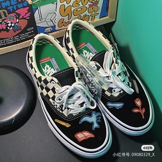 Vans Little Sunflower รองเท้าผ้าใบลําลอง ข้อสั้น ปักลายตารางหมากรุก ไซซ์ 36-44