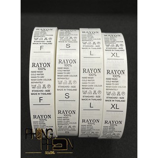 ป้ายไซส์  ป้ายไซส์พิมพ์  RAYON 100 %