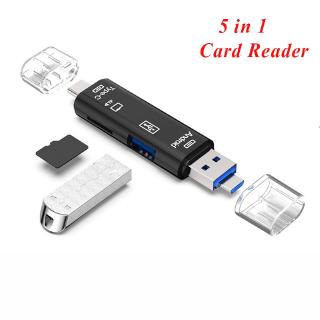 5 in 1 USB 2.0 Type C / USB / Micro USB SD TF อะแดปเตอร์อ่านการ์ดความจำ OTG