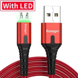Essager สายชาร์จเร็ว LED Micro USB 3A สายชาร์จโทรศัพท์มือถือ Microusb