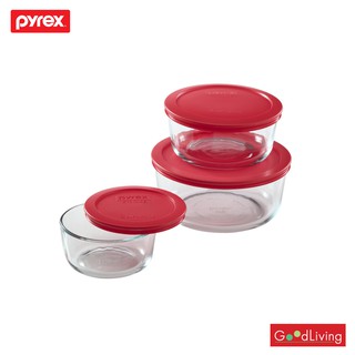 Pyrex ชุดกล่องแก้วบรรจุอาหารไพเร็กซ์ พร้อมฝาปิดกันรั่ว 6 ชิ้น (รวมฝา)/P-00-1075458