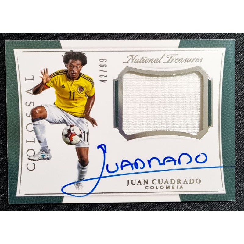 2018 Panini National Treasures Colossal Jersey /99 Juan Cuadrado Guillermo Auto