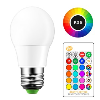 หลอดไฟ LED RGB 5W เปลี่ยนสีได้ พร้อมรีโมตควบคุม