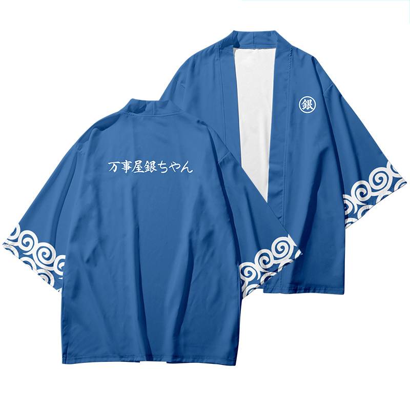 Yb GINTAMA กิโมโน Haori แขนยาวคอสเพลย ์ Gintoki Top Casual อะนิเมะแจ ๊ กเก ็ ต Unisex คาร ์ ดิแกน Plus ขนาด