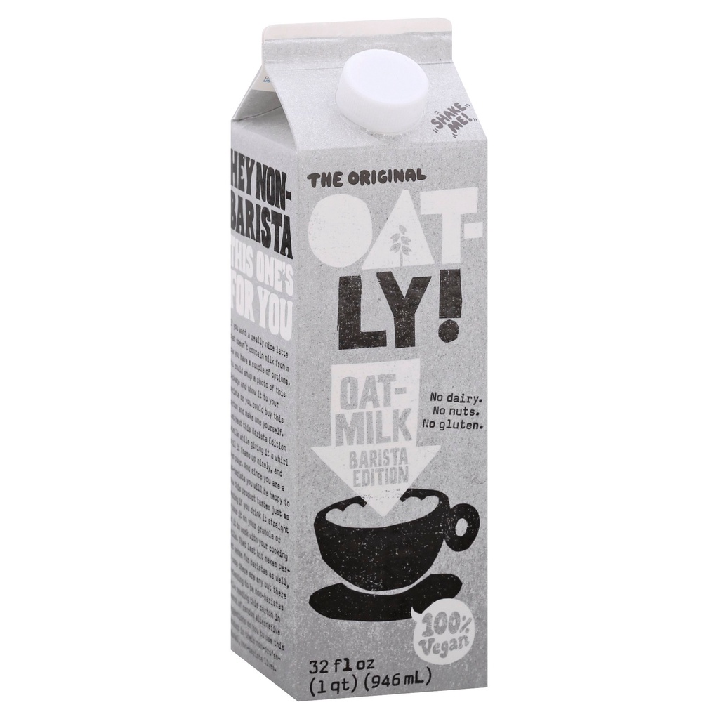 Oatly Oat Drink Barista 1L โอ๊ตลี่ สีเทา นมข้าวโอ๊ต บาริสต้า 1ลิตร รสเข้มข้น หวานมัน อร่อยมาก ดื่มเป