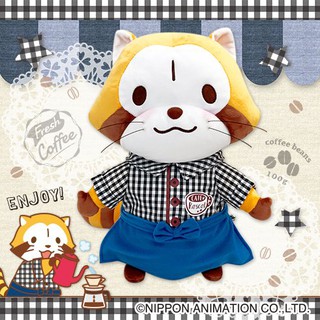 ตุ๊กตา Rascal the Raccoon Cafe ใส่ชุดบาริสต้า ขนาด 40 x 30 ซม.