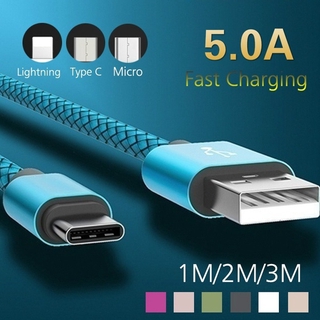 ใหม่ สายชาร์จ USB 5A แบบถัก ยาวมาก ขนาด 1 ม. = 3.3 ฟุต 2 ม. = 6.6 ฟุต 3 ม. = 9.9 ฟุต สําหรับสมาร์ทโฟน Xiaomi IPhone Samsung Huawei