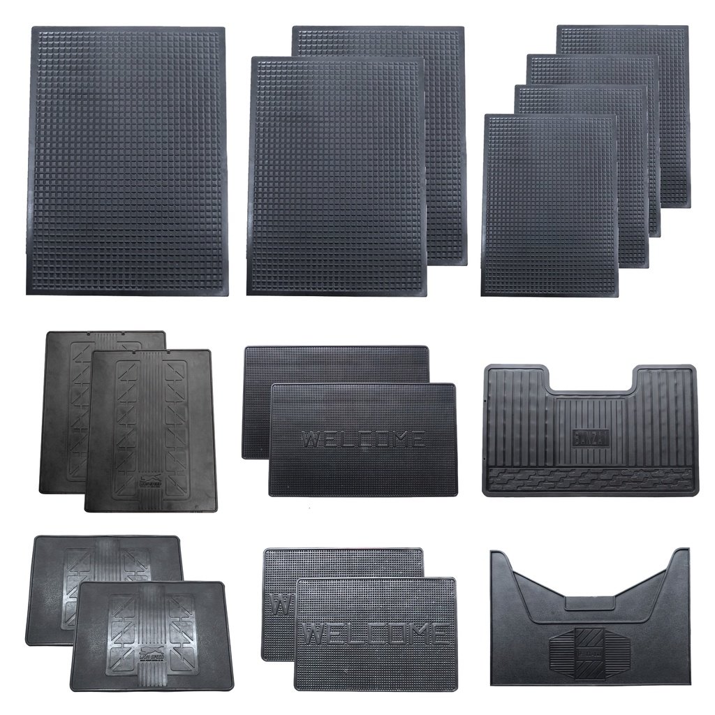 LEOMAX พรมปูพื้นรถยนต์ ยางปูพื้นรถยนต์ ยางธรรมชาติ แผ่นเรียบ รุ่น ทับทิม LION WELCOME สีดำทึบ