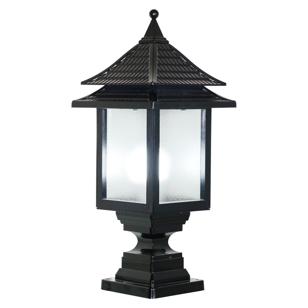 Lightmax โคมไฟหัวเสา 375/005  ทรงบาหลี สีดำ ขนาด 21 x 52 ซม.