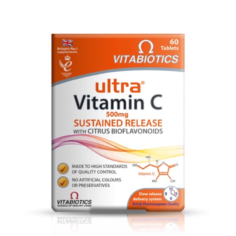 ✈️PRE-ORDER✈️ วิตามินซีชนิดเม็ดสำหรับผู้ใหญ่ Vitabiotics Ultra Vitamin C Sustained Release (60 Tablets)
