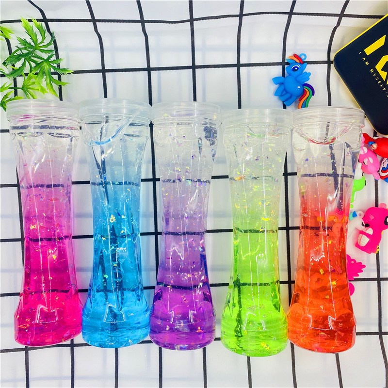 สไลม์ งานสีสวยไม่ติดมือ สไลม์นุ่มๆ คละสี คละแบบ ขวดทรงสูง