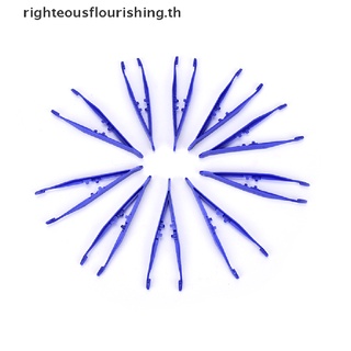 Righteousflourishs.th แหนบพลาสติก ขนาดเล็ก แบบใช้แล้วทิ้ง สีฟ้า สําหรับปฐมพยาบาล 10 ชิ้น