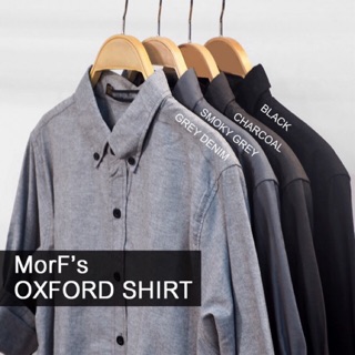 Oxford Long Sleeve Shirt เสื้อเชิ้ต แขนยาว คอปก โทน เทา ดำ