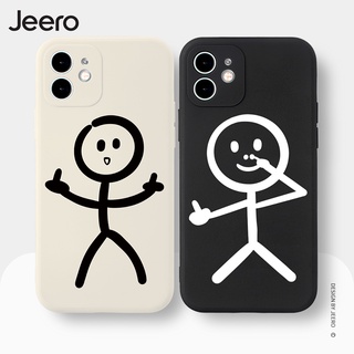 Jeero เคสคู่ เคสไอโฟน คู่รัก กันกระแทกซิลิโคนนุ่มการ์ตูนตลก เคสโทรศัพท์ สีดำ Compatible for iPhone 13 12 11 Pro Max SE 2020 X XR XS 8 7 6 6S Plus พลัส HFG1053